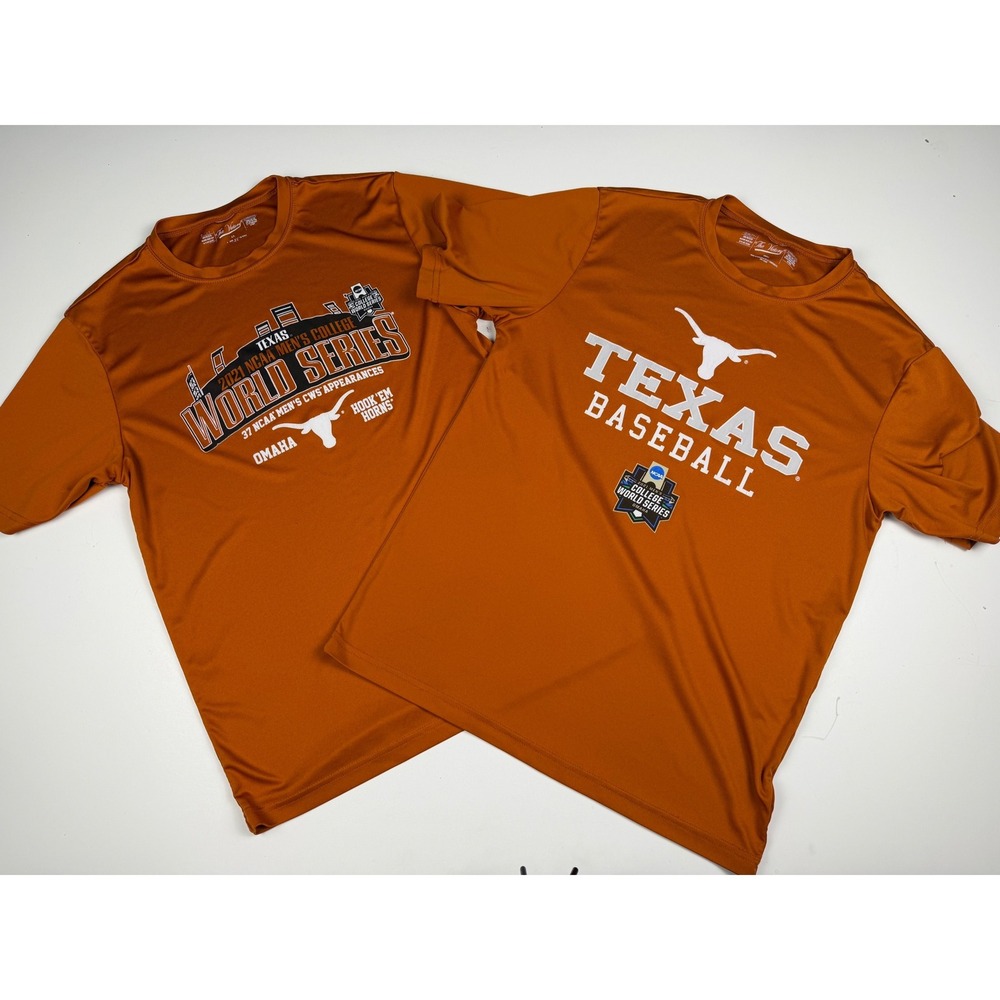 Lot of 2 Texas Longhorns Baseball 2021 NCAA College World Series Shirts Small